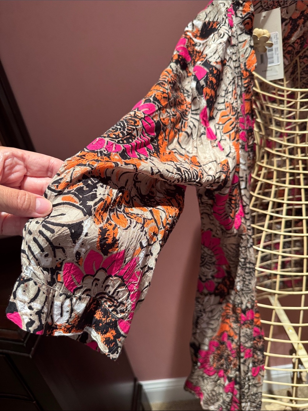 Masai Cerise Org Imorga Blouse Pink & Orange Flower Print - Size XL - NWT - Picture 2 of 9